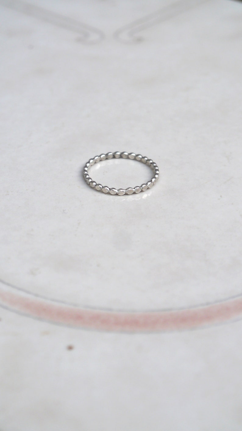 Hammered Bead Ring Sterling Silver Ring Dainty Stacking Rings Thin Silver Ring Simple Ring Silver Stacking Ring Silver Dot Ring image 8