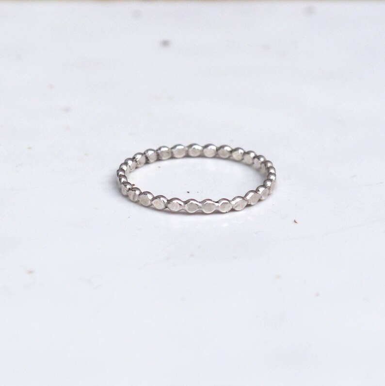 Hammered Bead Ring Sterling Silver Ring Dainty Stacking Rings Thin Silver Ring Simple Ring Silver Stacking Ring Silver Dot Ring image 4