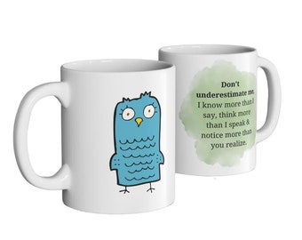 Mug en céramique hibou dessin animé : cadeau drôle d'humour de bureau