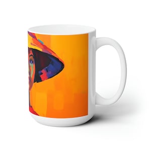 Künstlerische thailändische Frauenkaffeetasse, thailändische Frau minimalistische Malerei auf weißer Tasse, lebendige minimalistische Kaffeetasse Geschenk für Kunstliebhaber