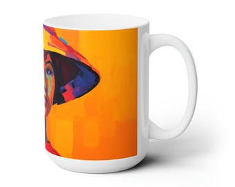 Artistic Thai Woman Coffee Mug, Minimalist Art Gift