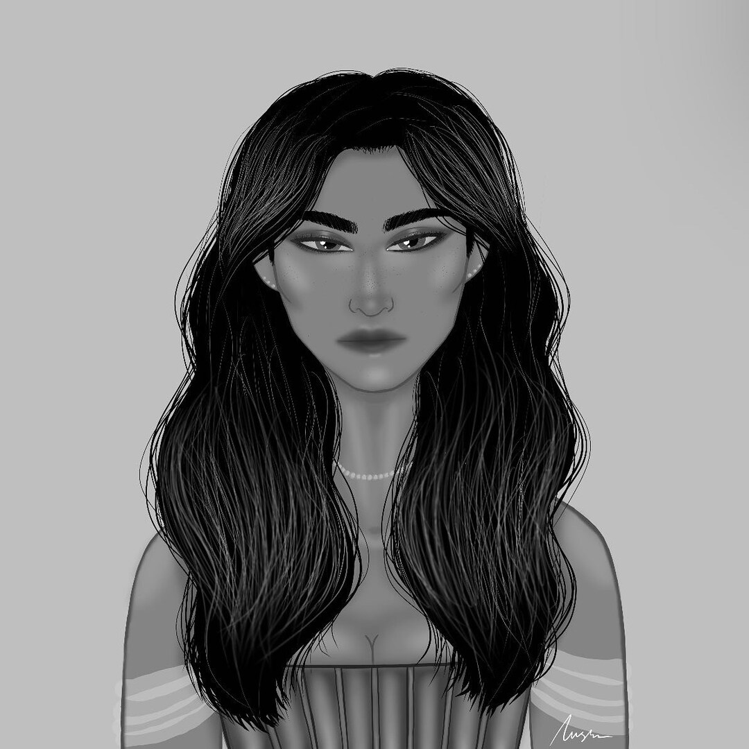 Grey Portrait Digital Artwork Etsy