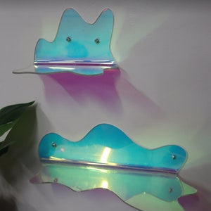 SMALL Wavy Acrylic Shelf - Colorful Bedroom Shelf - Vibrant Clear Shelves - Wall Storage - Easy Installation - Shelf Accent - Shelf decor