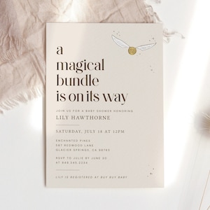 Magical Bundle Baby Shower Invitation | Modern Wizard Baby Shower Invitation • Editable • Digital • Instant Download
