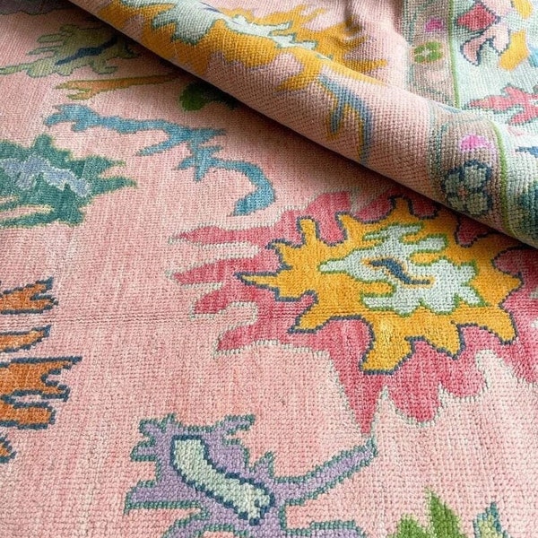 Pink Oushak Rug Etsy