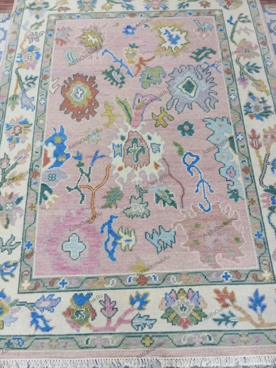 Pink Ivory Oushak Rug 8x10 Pink Awesome handknotted Oushak Made to Order (In Any Size!!!!!) Knotted Modern Oushak area rug pastel oushak rug