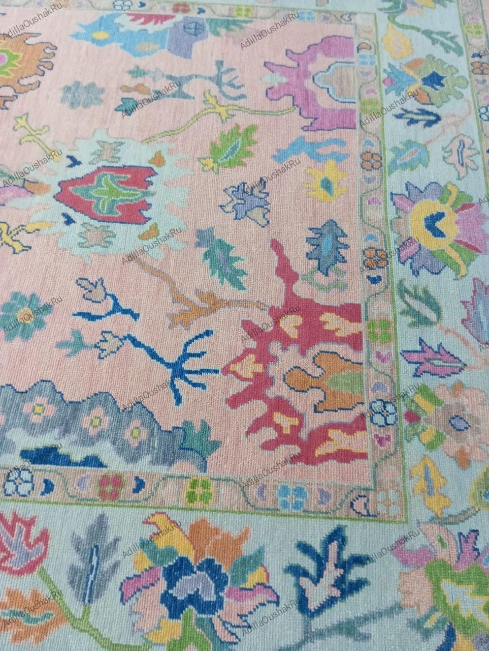 Multi Size Contemporary Oushak Rug Soft Pink Accent 5x8, 6x9, 8x10, 9x12, 10x14 12x15 Rug Oversize Luxury Hand made Rug Turkish Ushak Style.