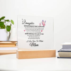 Daughter Plaque, Acrylic Art, Square Décor, Sentimental Gift, Family Love, Modern Design, Wall Decoration, Unique Present, Stylish Décor