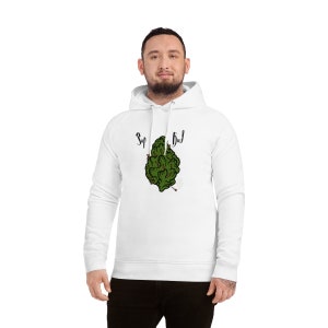 Sudadera con capucha de algodón orgánico con estampado de cannabis y camiseta con estampado de hojas de marihuana.