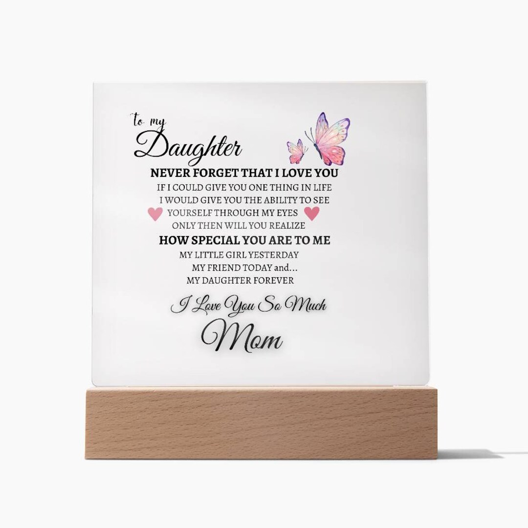 Daughter Plaque, Acrylic Art, Square Décor, Sentimental Gift, Family Love, Modern Design, Wall ...
