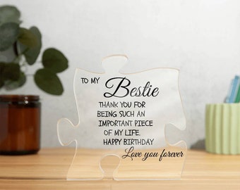 Plaque puzzle acrylique Happy Birthday Bestie