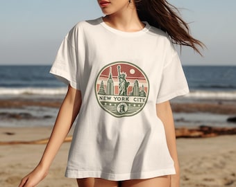 Camiseta con el horizonte de la ciudad de Nueva York, camiseta con gráficos vintage de Nueva York, camiseta retro de la ciudad de Nueva York, camiseta de la Estatua de la Libertad, camiseta con el horizonte de la Gran Manzana