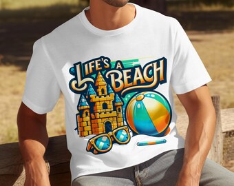 Maglietta Life's a Beach, divertente abbigliamento da spiaggia estivo, maglietta retrò Beach Vibes, carina maglietta da spiaggia, maglietta per le vacanze estive, regalo per gli amanti della spiaggia