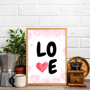 Love printable wall art, Couples Anniversary Gift, Classic Love Word, L O V E, Print-Love Art-Maximalist Poster, Digital DOWNLOAD Print Jpeg