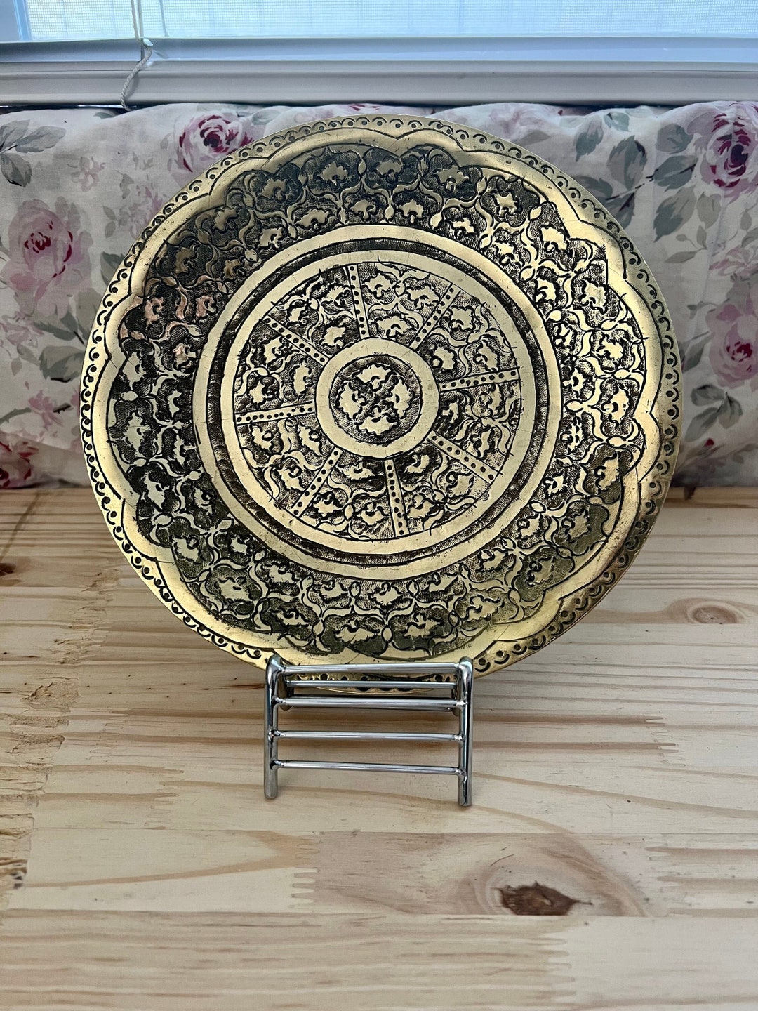 Vintage Ornate Brass Decorative Plate Etsy