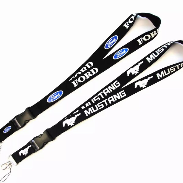 IPick Image For Ford Mustang Tri-Bar Logo In Black On Chrome Engine Piston And Rod Metal Key Chain