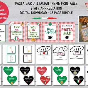 Pasta Bar Staff Appreciation/Office Party, Italian-Theme Printable, Party Decor, Employee Lunch Display, Print & Set Up, Digital Download