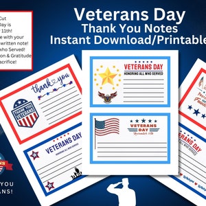 Veteranendag bedankbriefjes, dankbaarheidskaarten, klas/familieactiviteit, schrijf je eigen bericht, cadeau, gemeenschapsproject, instant download