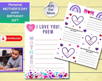 Birthday Gift for Mom, Mother's Day Gift, Celebrate Mom, Acrostic Poem, Keepsake Memory, Creative, Heartfelt, Digital Download, Printable