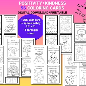 Cartes de compliments, Activité sur carte à colorier sur la gentillesse, Sociabilité émotionnelle, Tous les âges, Répandez la positivité, Journée de la gentillesse, Imprimable, Téléchargement numérique