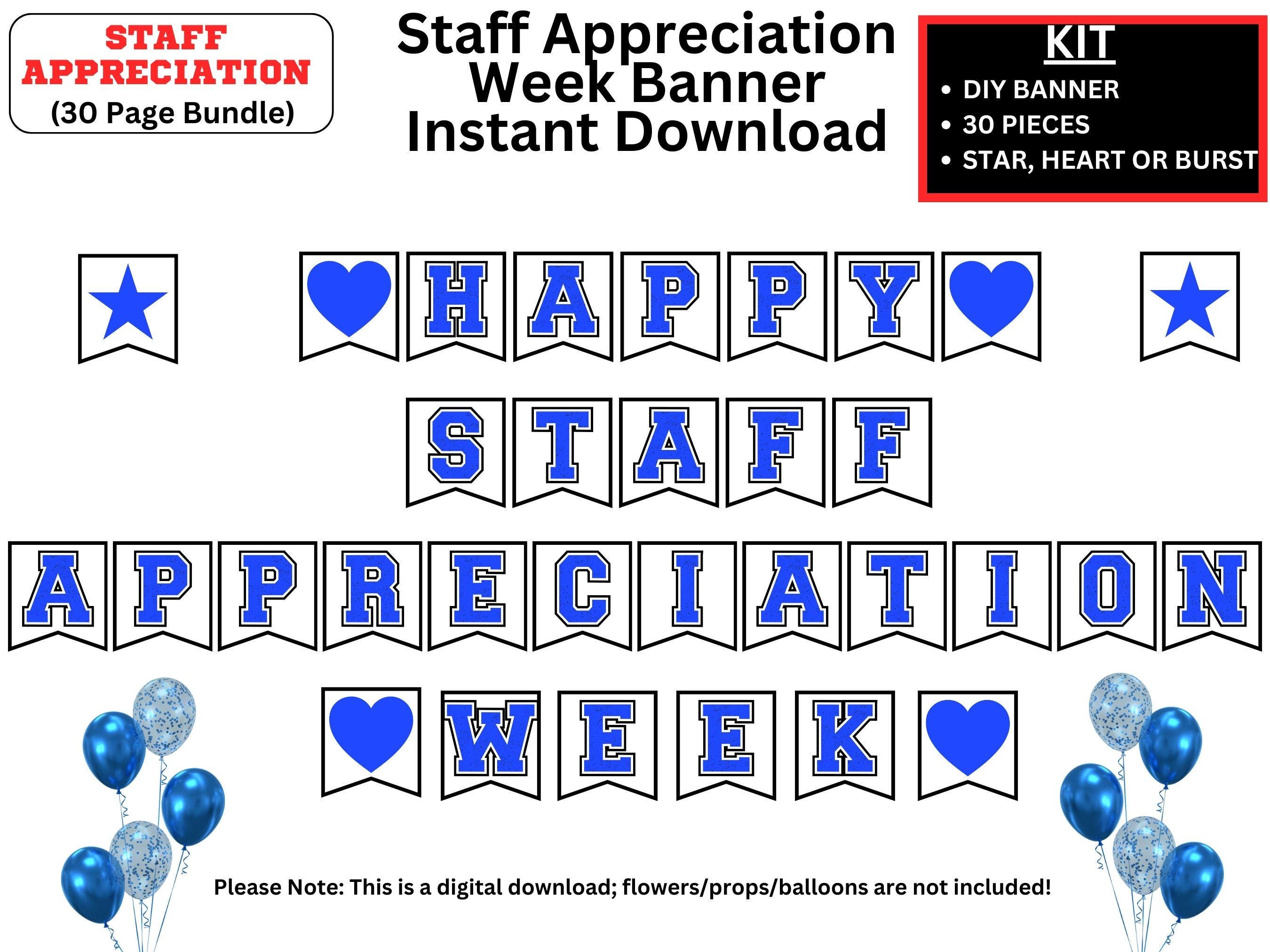 Custom Color Staff Appreciation Week Banner Printable, Personalized ...