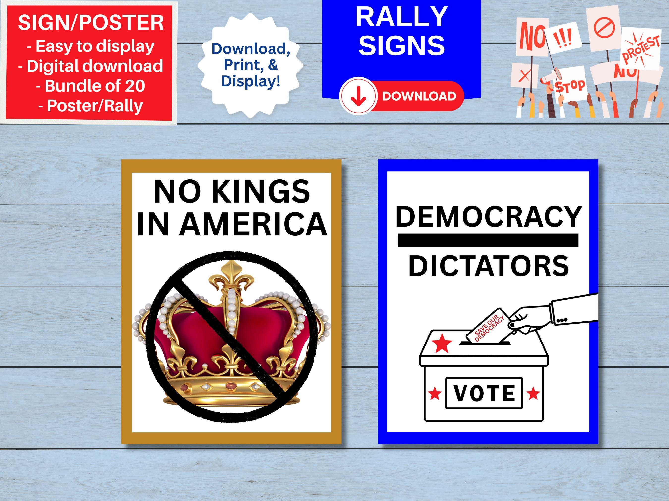 No Kings Day Printable Protest Signs – Political Poster Bundle (20 ...