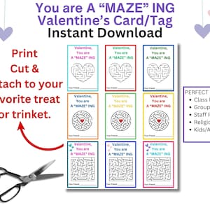Você é um "MAZE"ING Dia dos Namorados para impressão, Troca de Dia dos Namorados em sala de aula, Labirinto interativo, Mensagem positiva, Download digital, Diversão para todos