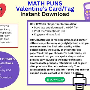 Math Puns: Colorful Valentine's Math Pun Notes, Printable Cards, Digital Download, Valentine's Day Exchange, All Ages, Math Humor, Funny Tag image 7