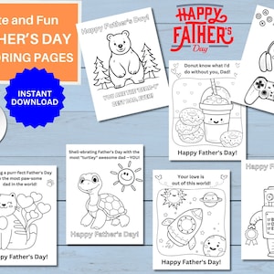 Fête des pères, pages à colorier pour les enfants, idée d'artisanat amusante, cadeau pour papa, messages sincères, projet de coloriage amusant, téléchargement numérique, imprimable