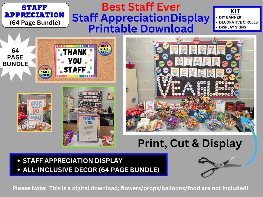 Every Staff Rocks Sign Best Staff Ever Banner, Staff Appreciation Week, Printable Bundle ...