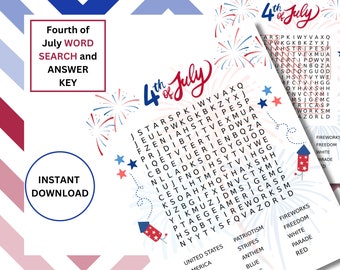 Fourth of July Patriotic Word Search Activity PDF, Kids Fun Activity, Independence Day Puzzle, 4th of July Memories/ Party, Instant Download