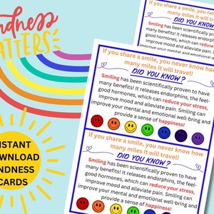 Cartes de gentillesse imprimables - Miles through Smiles, Post Card, Instant Download Printable, Be the Change, Random Acts of Kindness PDF