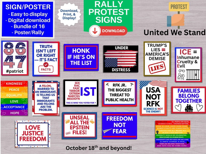 Signs Protest Rfk Protest Signs, 16 Printable Rally Posters, Anti-trump, Anti-rfk ...