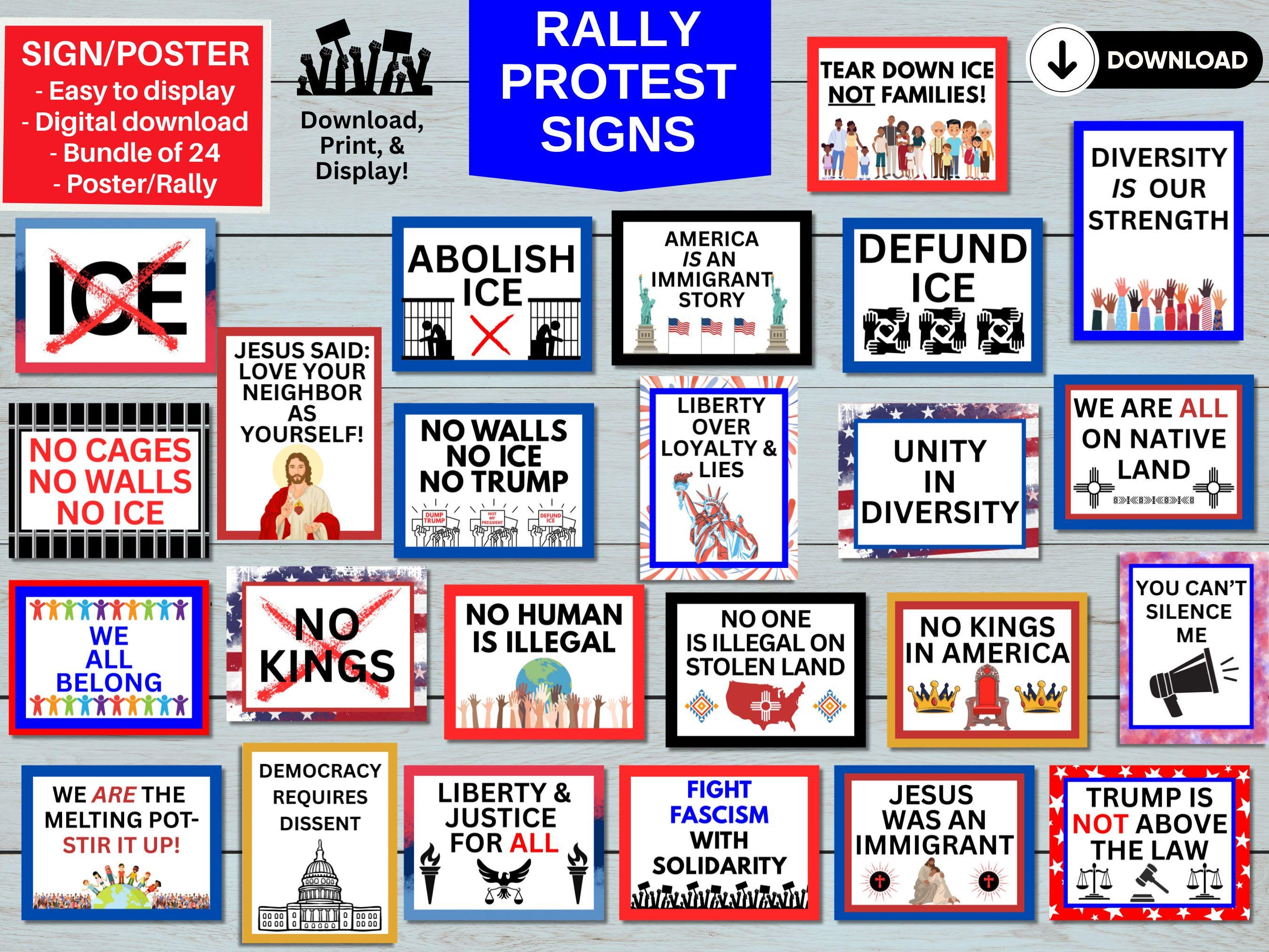 Abolish ICE, No Kings Day Printable Protest Sign – Political Poster ...