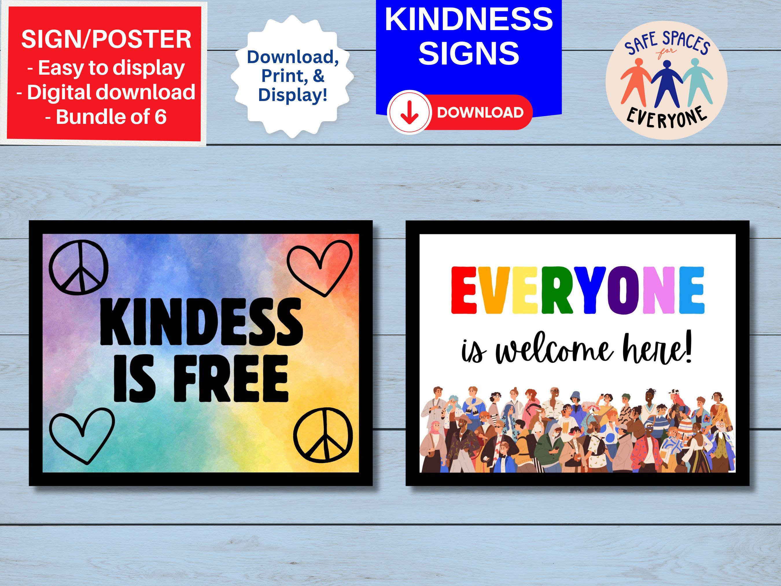 Support Inclusion Signage Kindness and Inclusion Signs, Digital Download, Everyone is Welcome ...