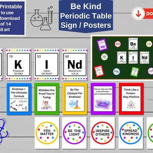 Be Kind Periodic Table Printable, Science-themed Kindness Posters ...