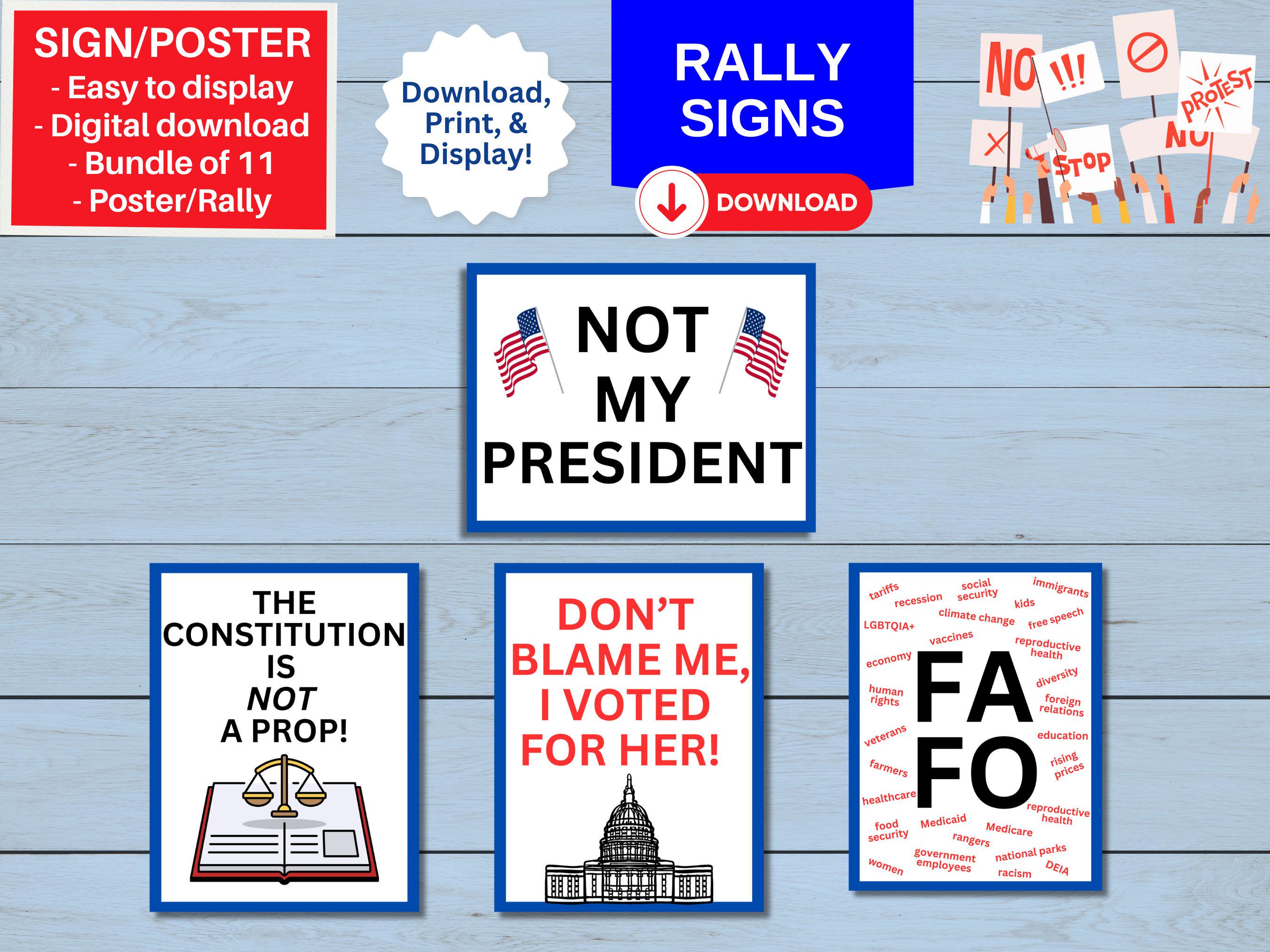 Rally Protest Signs - Digital Download, FAFO, 11 Posters for Protests ...