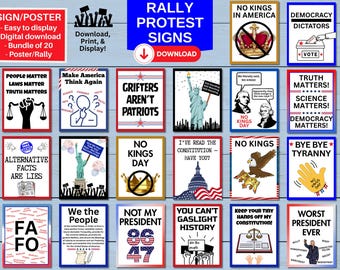 Carteles imprimibles para protestas contra el Día de los Reyes – Paquete de carteles políticos (20 diseños), descarga instantánea para manifestaciones, marchas o decoración, descarga digital.