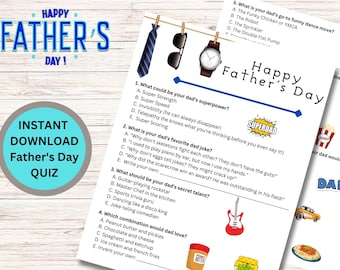 Unique Father&#39;s Day Quiz - Discover Hilarious Secrets About Your Dad! One of a Kind Gift, Making Memories, Celebrate Dad, Perfect from Kids