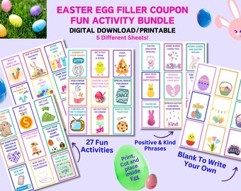 Easter Egg Filler Coupons, Tickets for Hunt, Stuffers for Easter Basket/Cards, Spread Joy, Variety of Coupons, Digital Download, Printable