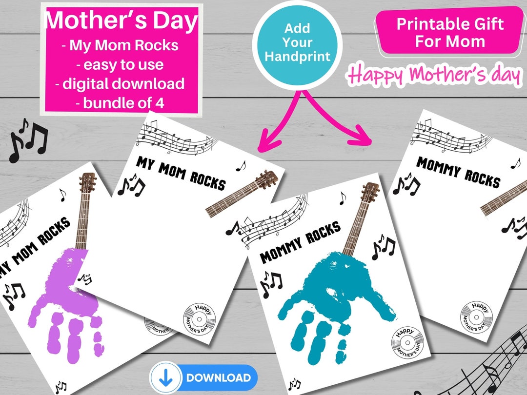 Mother's Day Handprint Gift, My Mom Rocks, Mommy Rocks, Gift for Mom ...