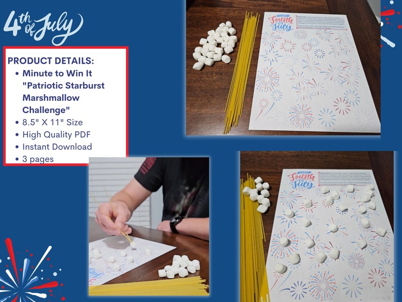 Minute to Win It Patriotic Starburst Marshmallow Challenge Etsy