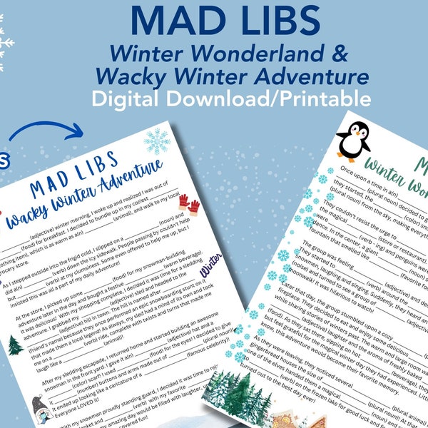 Winter-themed Mad Libs, Class Activity, Family Party, Group Game, Creative Storytelling, Office Event, Instant Digital Download - Printable!
