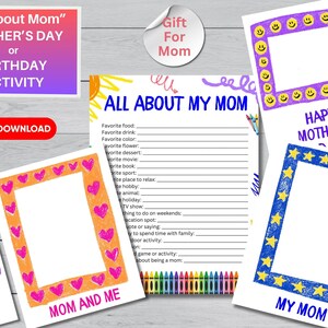 Regalo del día de cumpleaños, Todo sobre mamá, Regalo del día de la madre, Diseño de crayones, Dibujos para niños, Regalo personal, Descarga digital, Imprimible