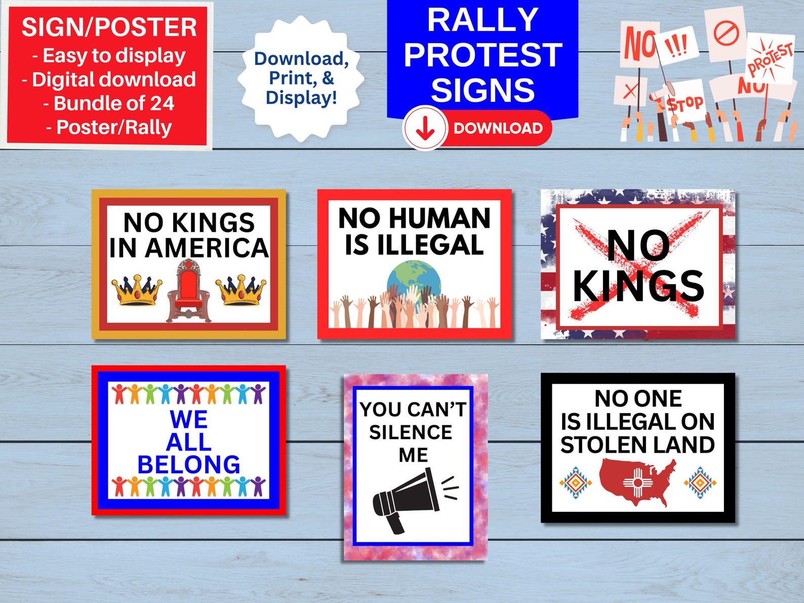 Abolish ICE, No Kings Day Printable Protest Sign – Political Poster ...