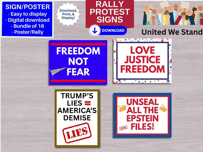 Placards For Rally Protest Signs, 16 Printable Rally Posters, Anti-trump, Anti-rfk ...