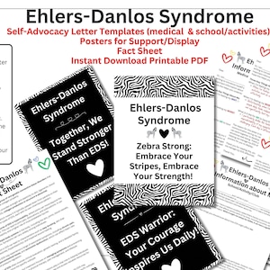 Paquete de concientización de Ehlers-Danlos (EDS), plantilla de carta, hoja informativa, póster de apoyo, autodefensa en la escuela y cita médica, descarga instantánea