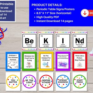 Be Kind Periodic Table Printable, Science-themed Kindness Posters ...