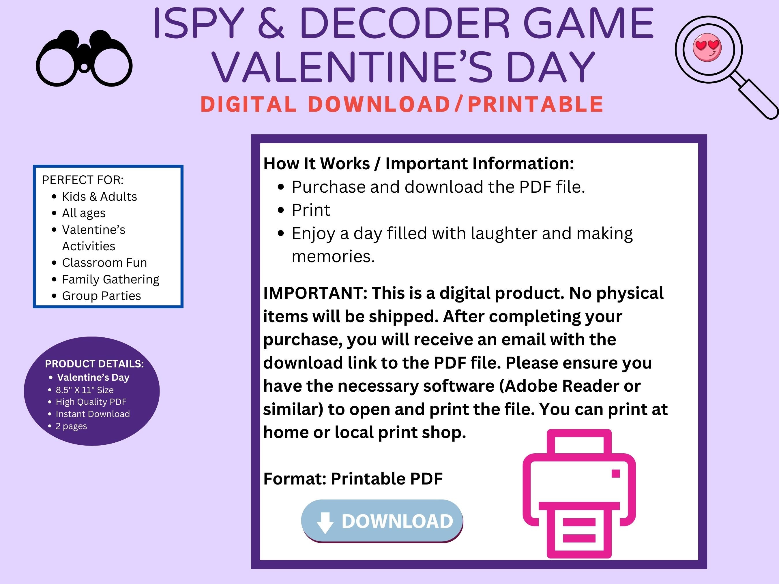 Valentine's Day Games: Interactive I Spy & Decoder Puzzle Set, Brain ...