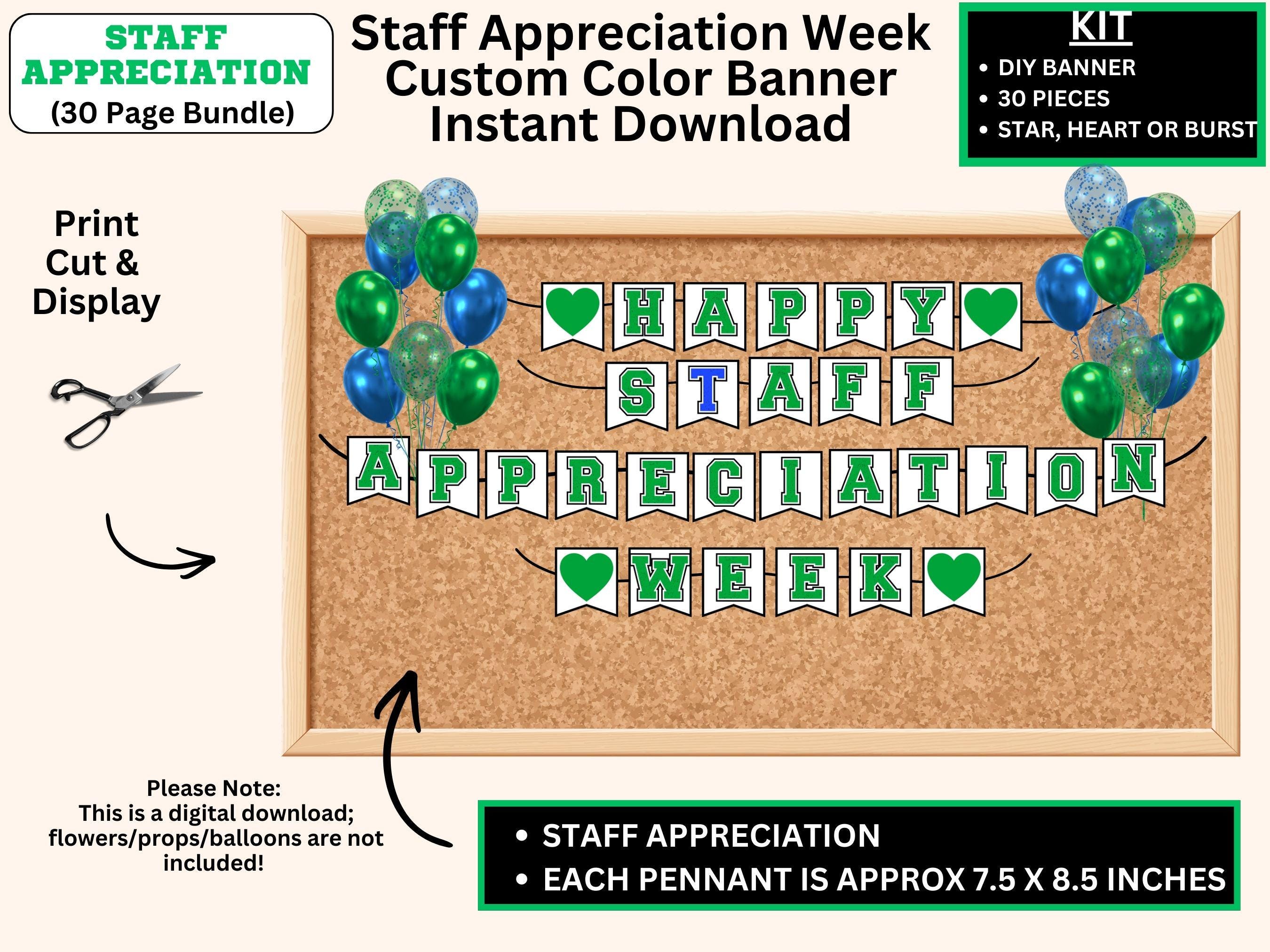 Custom Color Staff Appreciation Week Banner Printable, Personalized ...